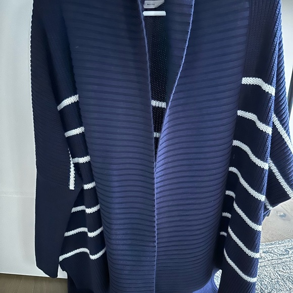 Athleta Sweater Womens XXS Navy Stripe Peaceful Wrap Chunky Oversized Cardigan - Picture 8 of 12